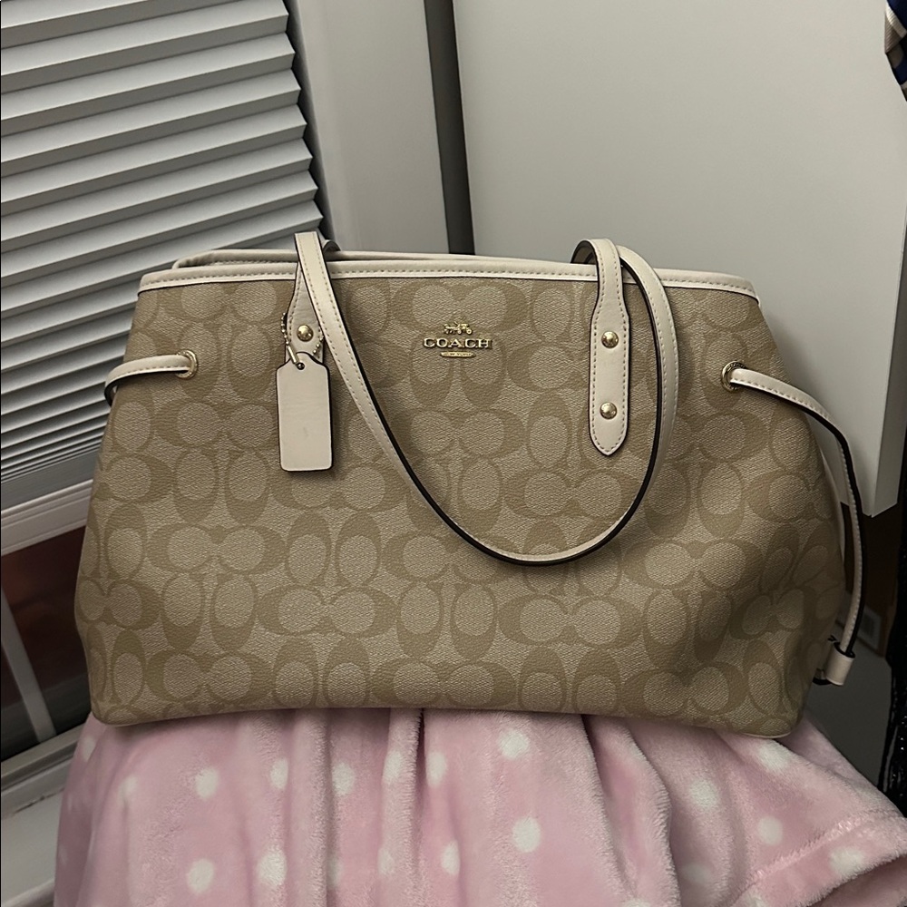Coach Beige Signature Tote